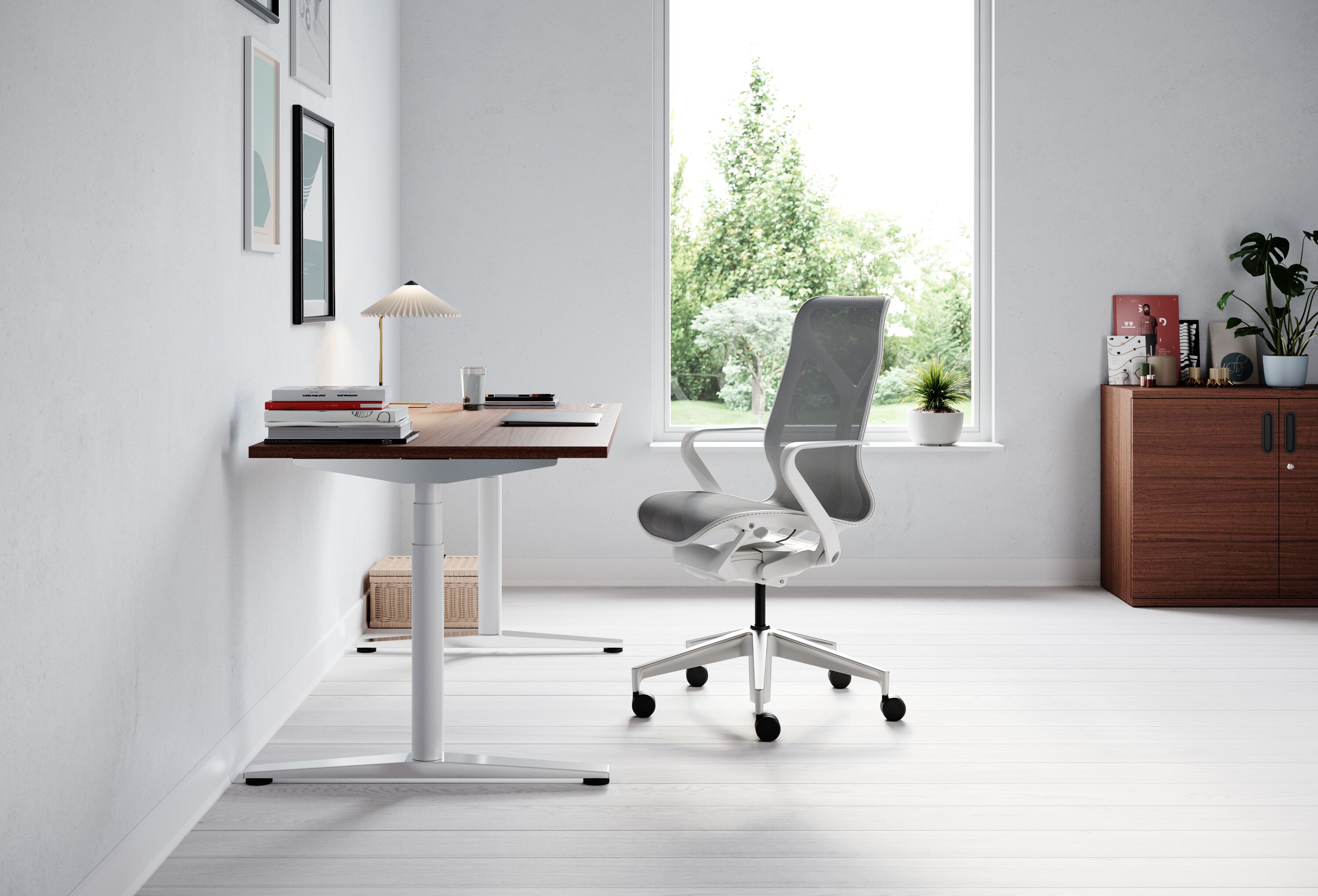 herman miller ratio sit stand desk in home office